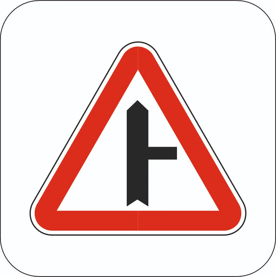 Прилягання другорядної дороги - Знак 1.23.1, 1.23.2, 1.23.3, 1.23.4
