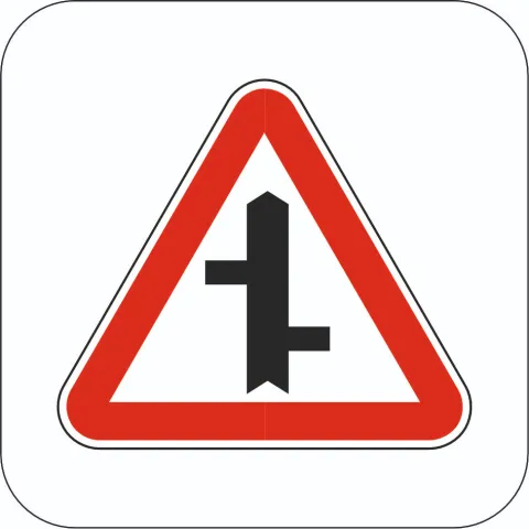 Прилягання другорядної дороги - Знак 1.23.1, 1.23.2, 1.23.3, 1.23.4