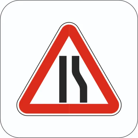 Звуження дороги Знак - 1.5.1, 1.5.2, 1.5.3