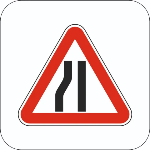 Звуження дороги Знак - 1.5.1, 1.5.2, 1.5.3