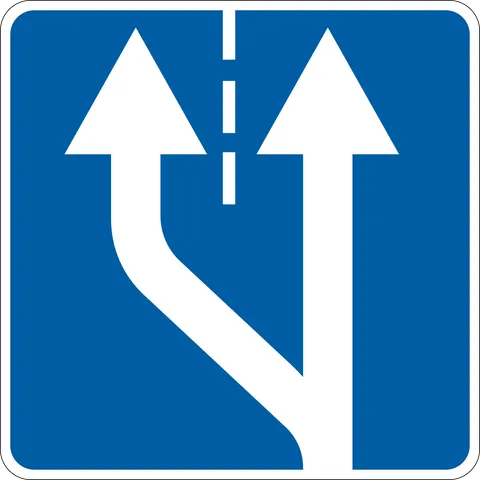 Additional lane begins - Sign 5.20.1, 5.20.2